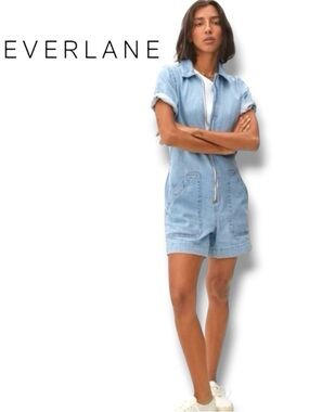 Everlane Women's The Denim Short Coverall size 6 EUC